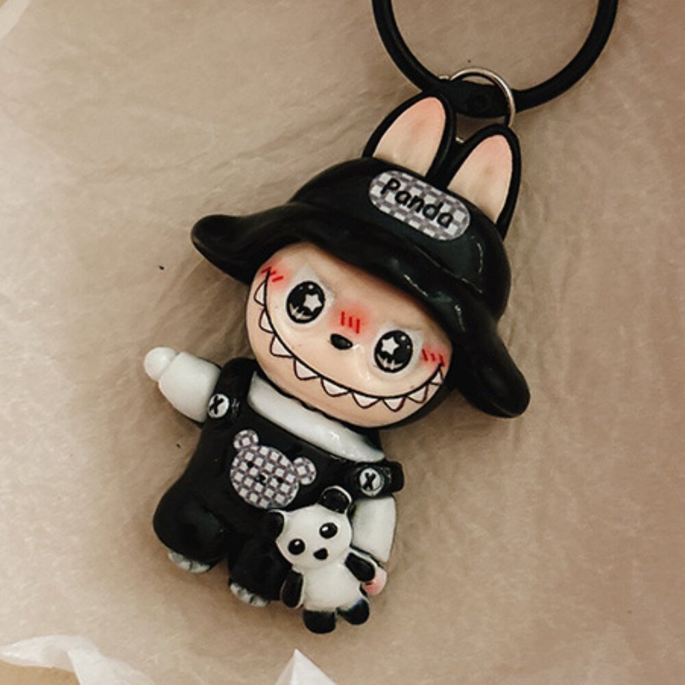 New Popular Hot! mini black Mocha bunny Labubu Baby keychain dangeler figure